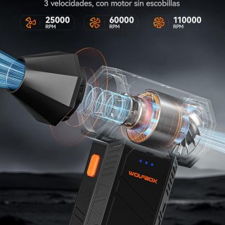 WOLFBOX MF50 Electric Air Duster-110000RPM Super Power Cordless Air Duster, 3-Gear Adjustable Mini Blower with Fast Charging, Dust Blower for Computer, Keyboard, House, Outdoor and Car