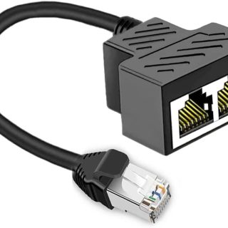 Ethernet Splitter 1 to 2 RJ45 Network Cable Adapter, Note Only Connect one Network at a Time, Compatible with ADSL/Computers/TVs/Routers